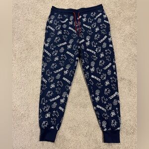 Harry Potter Hogwarts Lounge Pants Joggers Navy Blue White Drawstring Sz Large